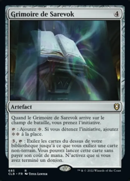 Grimoire de Sarevok, carte Magic CLB 685 — extension Commander Légendes : la bataille de la Porte de Baldur
