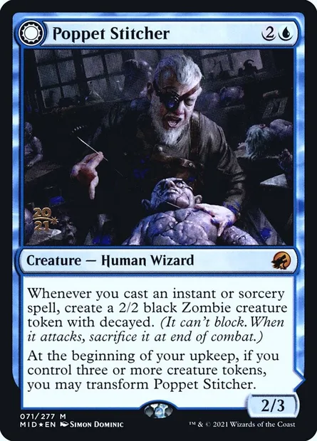 Poppet Stitcher // Poppet Factory, Magic card PMID 71s — Innistrad: Midnight Hunt Promos set
