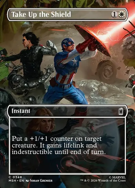 Take Up the Shield, Magic card MSH 348 — Marvel Super Heroes set