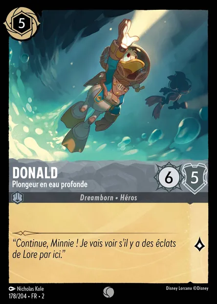 Donald - Plongeur en eau profonde, carte Disney Lorcana CH2-178 — extension L'Ascension des Floodborn