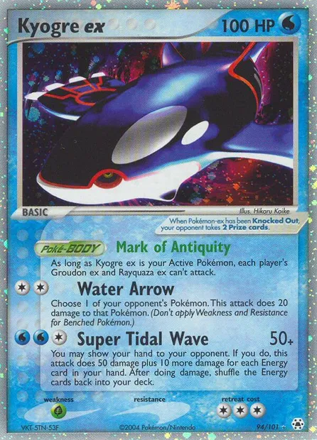 Kyogre ex, Pokémon card HL 94 — Hidden Legends set