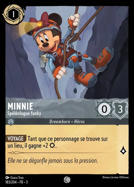 Minnie - Spéléologue funky, carte Disney Lorcana CH3-183 — extension Les Terres d'Encres