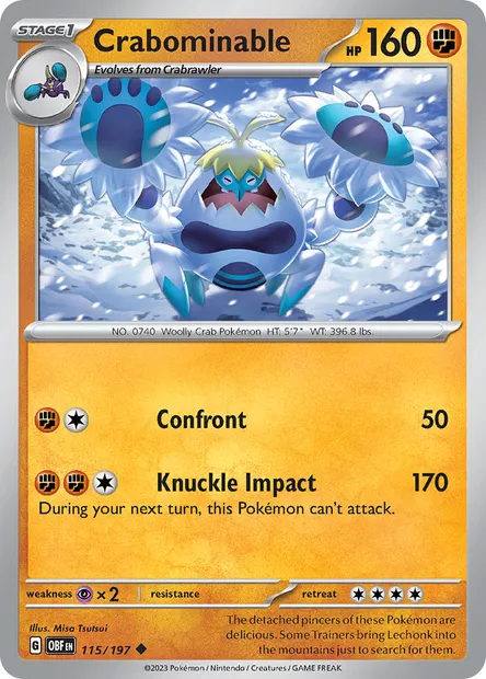 Crabominable, Pokémon card OBF 115 — Obsidian Flames set