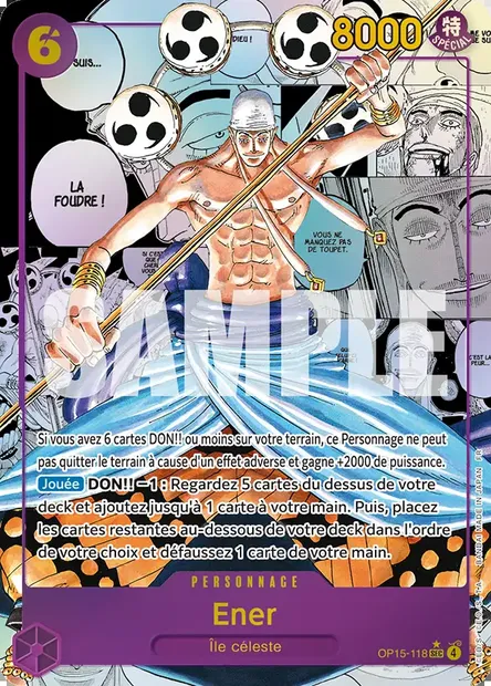 Ener, carte One Piece OP15-118 — extension AVENTURE SUR L'ÎLE DE DIEU