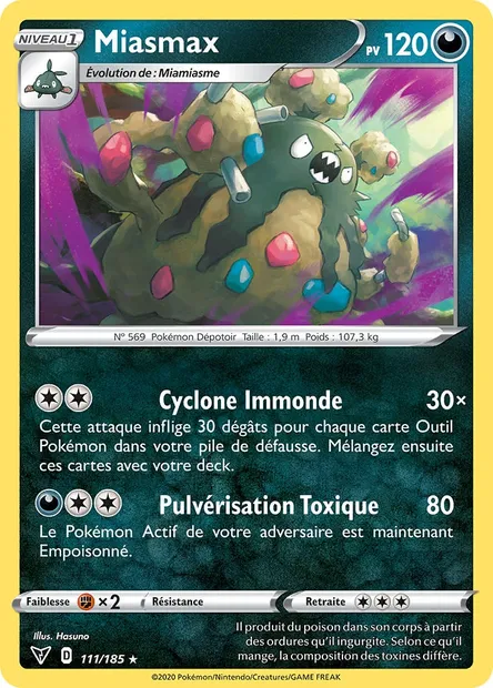 Miasmax, carte Pokémon VIV 111 — extension Voltage Éclatant
