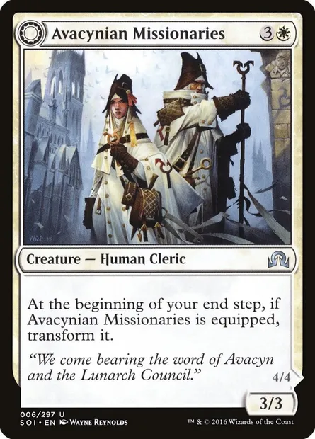 Avacynian Missionaries // Lunarch Inquisitors, Magic card SOI 6 — Shadows over Innistrad set
