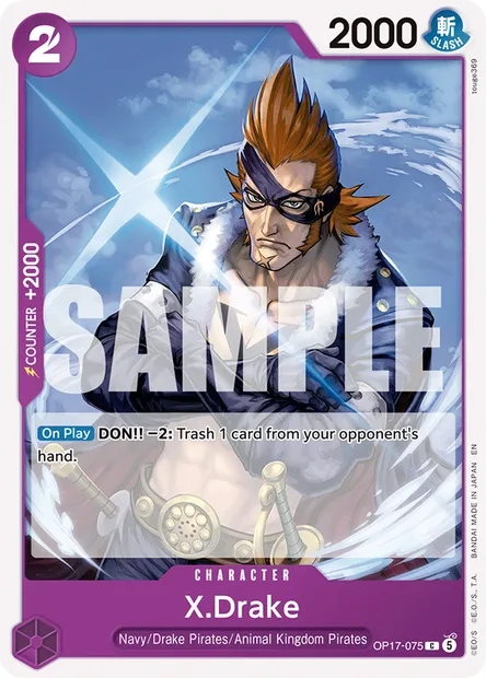 X.Drake, One Piece card OP17-075 — THE WORLD’S STRONGEST WARRIORS set