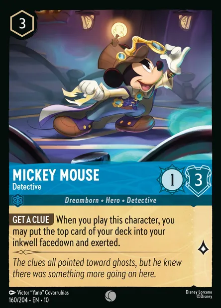 Mickey Mouse - Detective, Disney Lorcana card CH10-160 — Whispers in the Well set