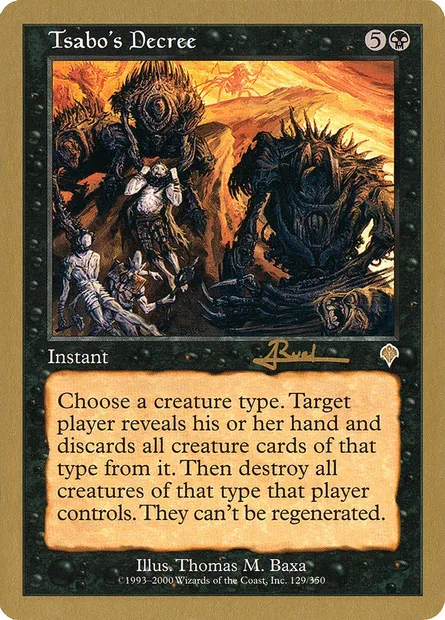 Décret de Tsabo, carte Magic WC01 ar129 — extension World Championship Decks 2001