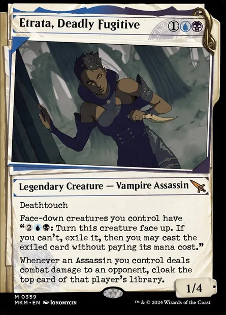 Etrata, Deadly Fugitive, Magic card MKM 359 — Murders at Karlov Manor set