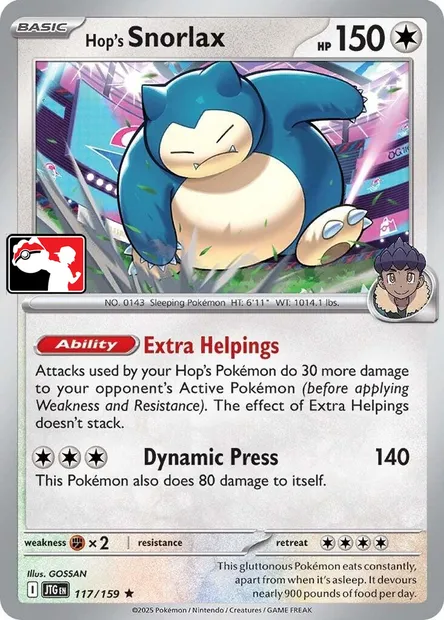 Ronflex de Nabil, carte Pokémon PPS 117-3 — extension Play! Pokémon Prize Pack Series