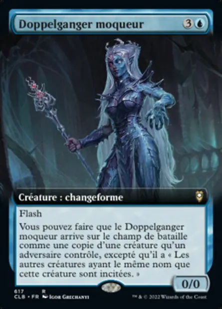 Doppelganger moqueur, carte Magic CLB 617 — extension Commander Légendes : la bataille de la Porte de Baldur