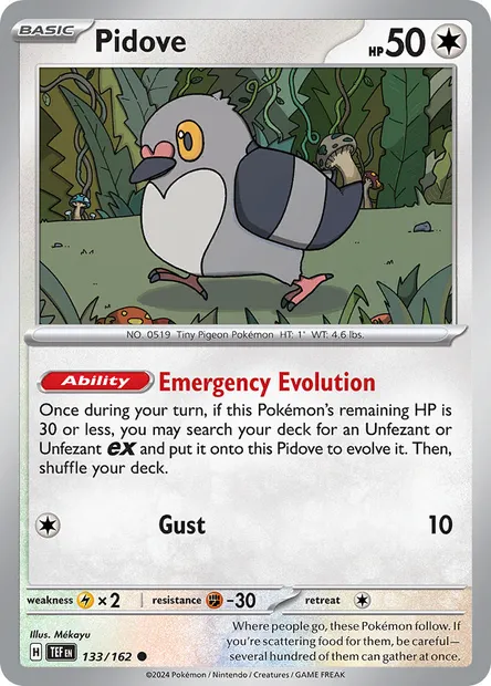 Pidove, Pokémon card TEF 133 — Temporal Forces set