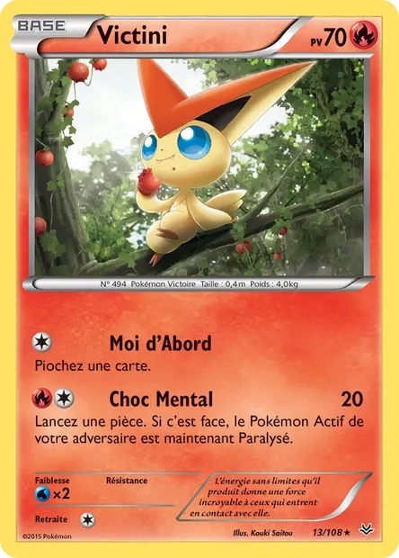 Victini, carte Pokémon ROS 13 — extension Ciel Rugissant