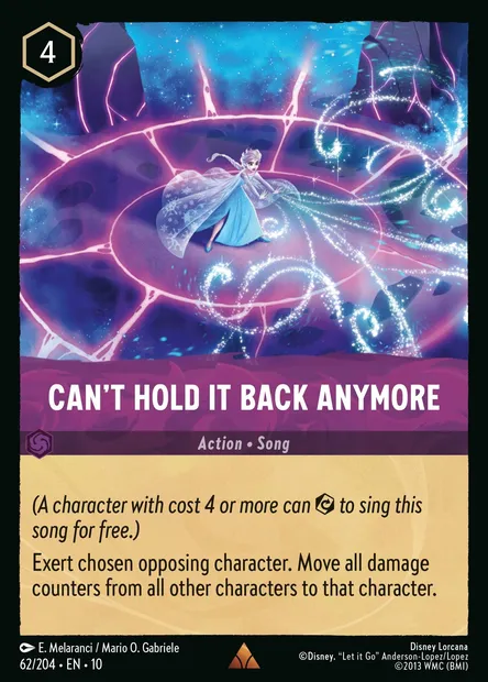 Can't Hold It Back Anymore, Disney Lorcana card CH10-062 — Whispers in the Well set