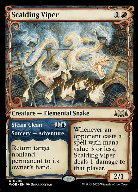Scalding Viper // Steam Clean, Magic card WOE 295 — Wilds of Eldraine set
