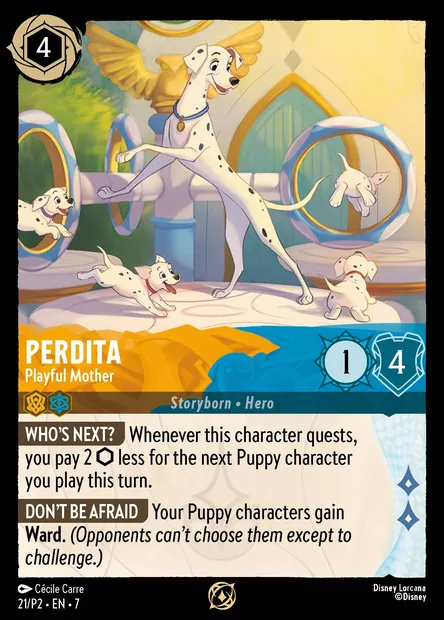 Perdita - Playful Mother, Disney Lorcana card P2-021 — P2 set