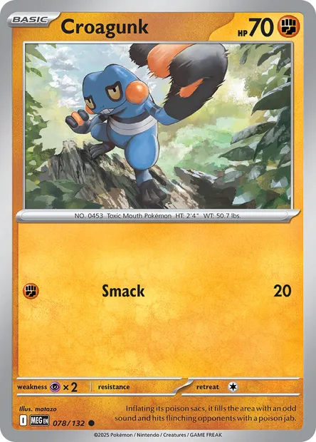 Croagunk, Pokémon card MEG 078 — Mega Evolution set