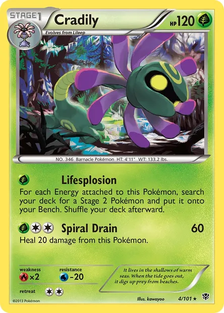 Cradily, Pokémon card PLB 4 — Plasma Blast set