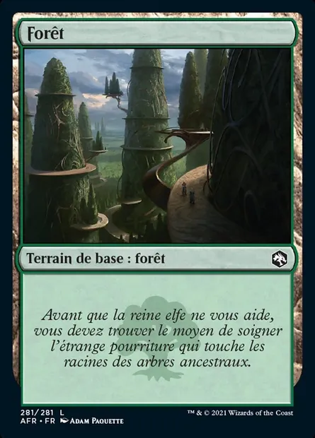 Forêt, carte Magic AFR 281 — extension Forgotten Realms: Aventures dans les Royaumes Oubliés
