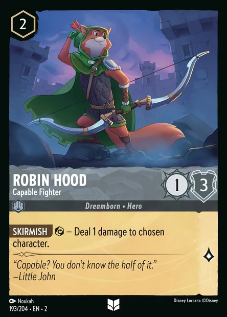 Robin Hood - Capable Fighter, Disney Lorcana card CH2-193 — Rise of the Floodborn set