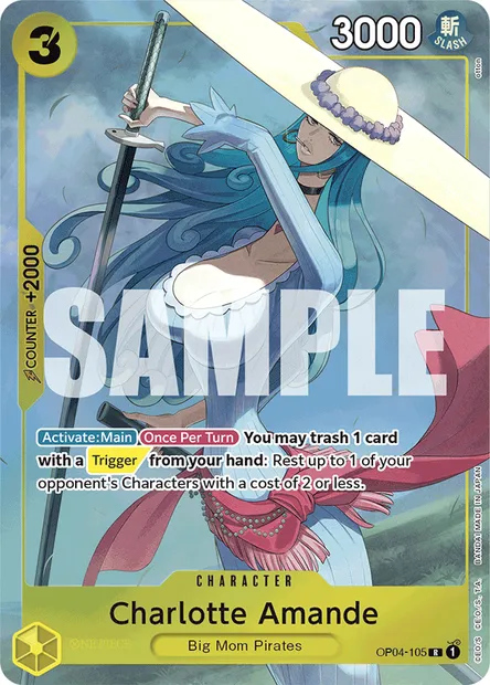 Charlotte Amande, carte One Piece OP04-105 — extension KINGDOMS OF INTRIGUE