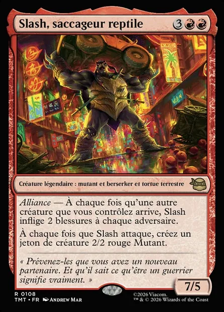 Slash, saccageur reptile, carte Magic TMT 108 — extension Teenage Mutant Ninja Turtles