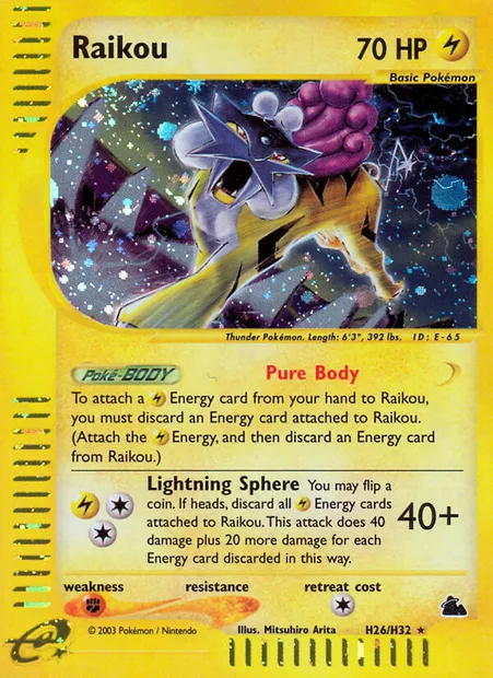 Raikou, carte Pokémon SK H26 — extension Skyridge