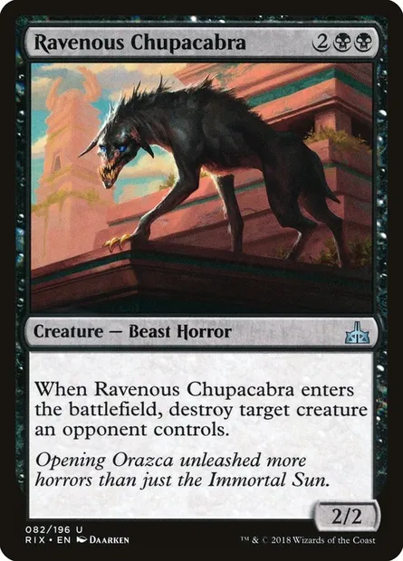 Ravenous Chupacabra, Magic card RIX 82 — Rivals of Ixalan set