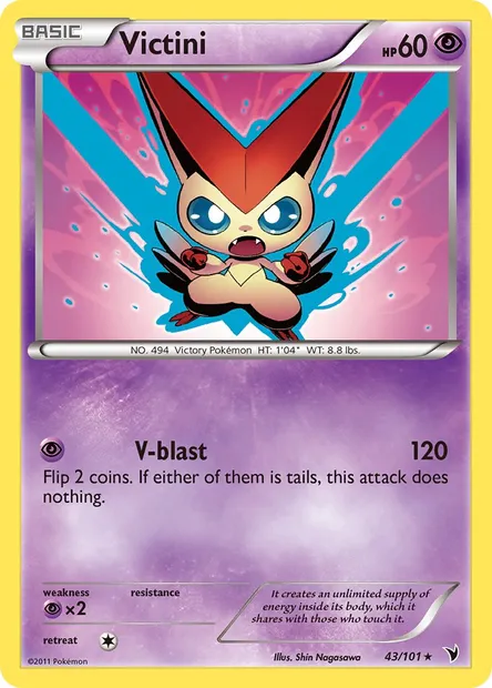 Victini, Pokémon card NVI 43 — Noble Victories set