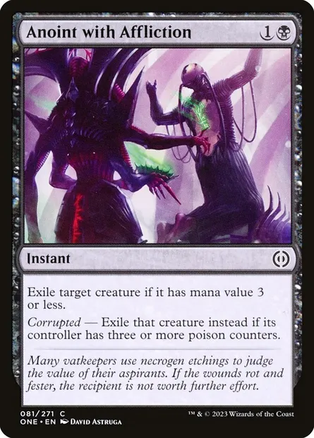 Anoint with Affliction, Magic card ONE 81 — Phyrexia: All Will Be One set