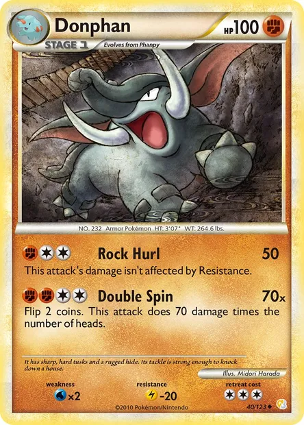 Donphan, Pokémon card HS 40 — HeartGold SoulSilver set