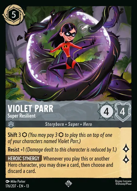 Violet Parr - Super Resilient, Disney Lorcana card CH13-176 — Attack of the Vine! set