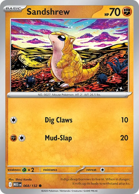 Sandshrew, Pokémon card MEG 068 — Mega Evolution set
