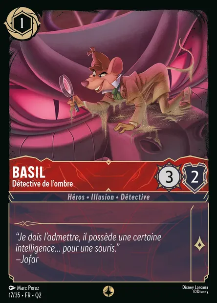 Basil - Détective de l'ombre, carte Disney Lorcana Q2-017 — extension Quête des Illumineurs: Vol au palais
