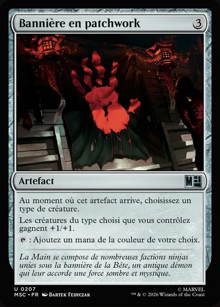 Bannière en patchwork, carte Magic MSC 207 — extension Marvel Super Heroes Commander