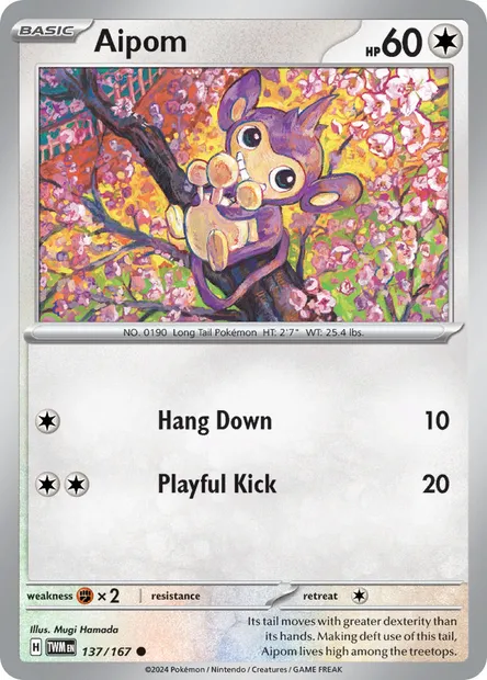 Aipom, Pokémon card TWM 137 — Twilight Masquerade set