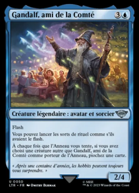 Gandalf, ami de la Comté, carte Magic LTR 50 — extension Le Seigneur des Anneaux : chroniques de la Terre du Milieu