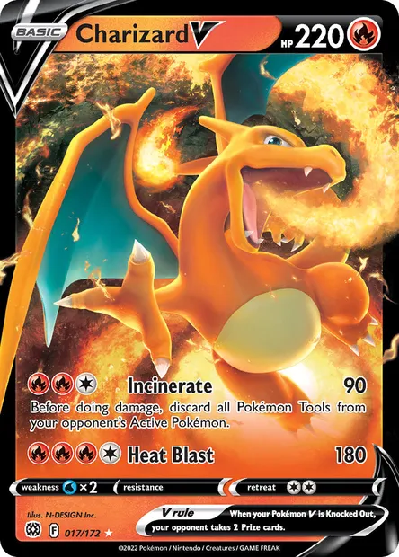 Charizard V, Pokémon card BRS 017 — Brilliant Stars set