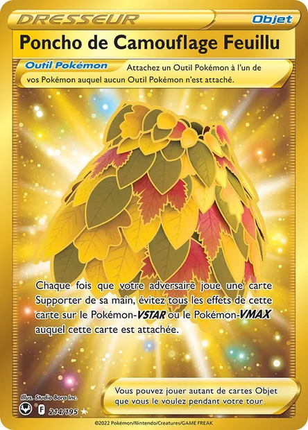 Poncho de Camouflage Feuillu, carte Pokémon SIT 214 — extension Tempête Argentée