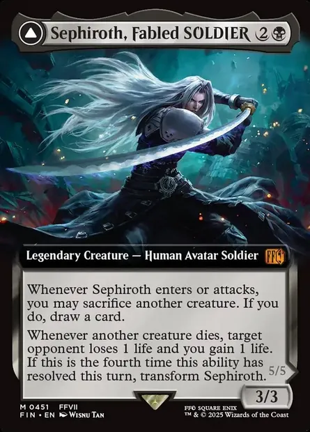 Sephiroth, Fabled SOLDIER // Sephiroth, One-Winged Angel, Magic card FIN 451 — Final Fantasy set