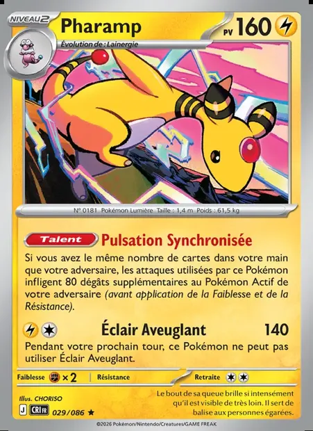 Pharamp, carte Pokémon CRI 029 — extension Chaos Ascendant