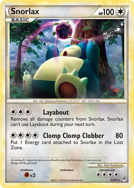 Ronflex, carte Pokémon CL 33 — extension L'appel des Légendes