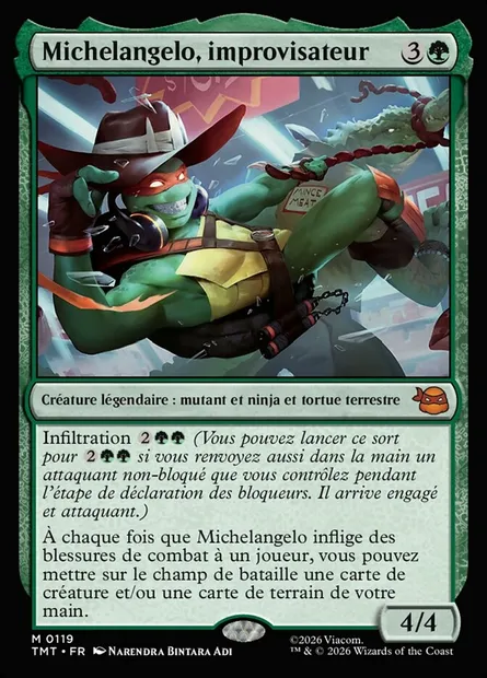 Michelangelo, improvisateur, carte Magic TMT 119 — extension Teenage Mutant Ninja Turtles