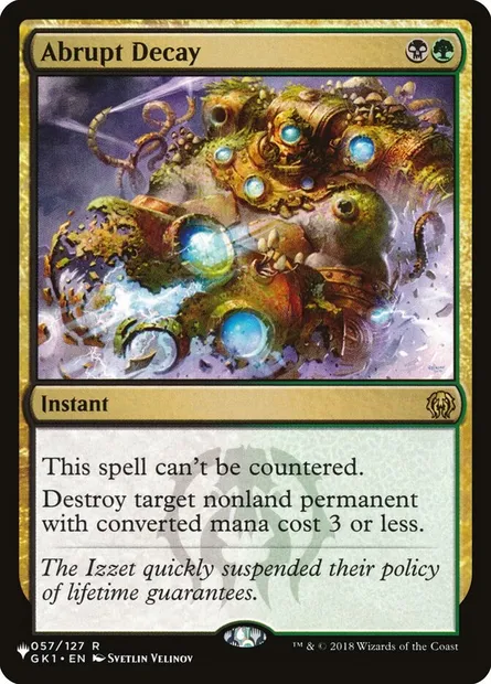 Décomposition abrupte, carte Magic PLST GK1-57 — extension The List