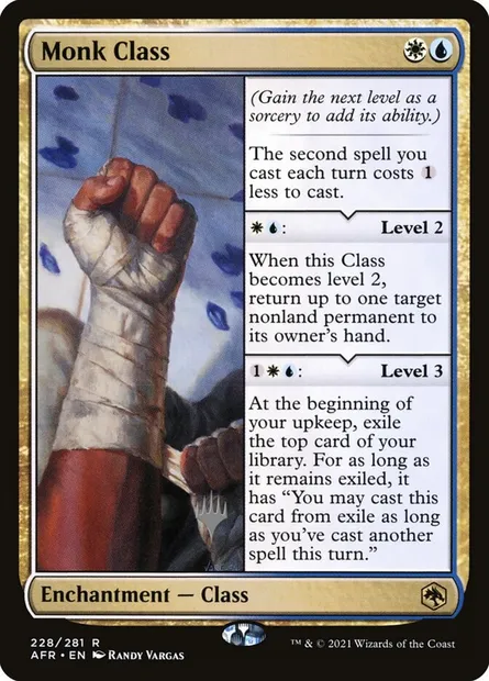 Classe : moine, carte Magic PAFR 228p — extension Adventures in the Forgotten Realms Promos