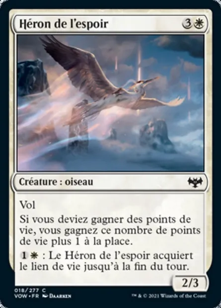 Héron de l'espoir, carte Magic VOW 18 — extension Innistrad : noce écarlate