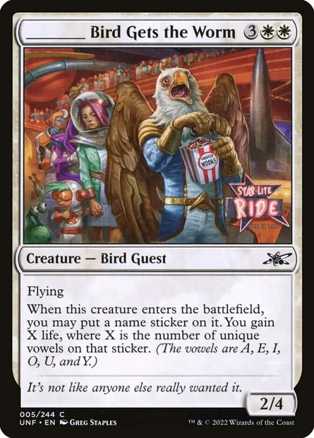 _____ Bird Gets the Worm, Magic card UNF 5 — Unfinity set