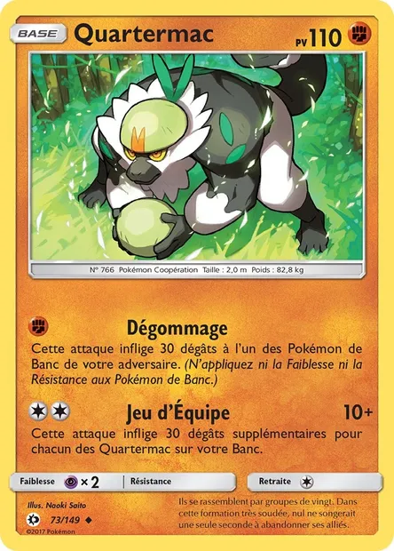 Quartermac, carte Pokémon SUM 73 — extension Soleil et Lune