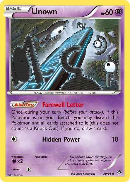 Unown, Pokémon card AOR 30 — Ancient Origins set